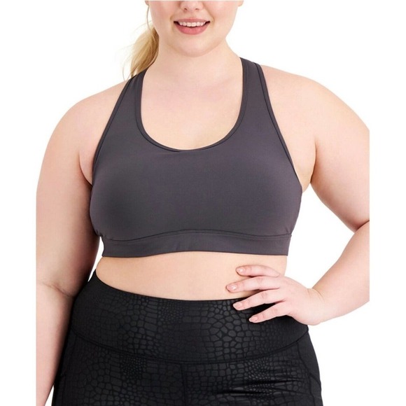 ID Ideology Performance Medium Impact Sports Bra Deep Charcoal NWT - Picture 1 of 9